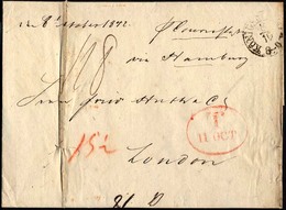 HAMBURG - GRENZÜBERGANGSSTEMPEL 1842, T 11 OCT, In Rot Auf Brief Von Königsberg über Hamburg (K1) Nach London, Registrat - Vorphilatelie