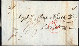 HAMBURG - GRENZÜBERGANGSSTEMPEL 1846, T 10 NOV, In Rot Auf Brief Nach London, Rückseitiger R3 K.S. & N.P.C. HAMBURG, Fei - Prephilately