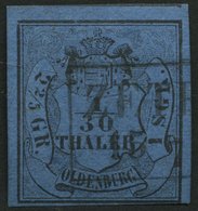 OLDENBURG 2I O, 1853, 1 Sgr. Schwarz Auf Lebhaftgrauultramarin, Type I, R2 ZETEL, Pracht, Gepr. Pfenninger - Oldenbourg