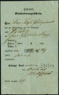 SCHLESWIG-HOLSTEIN ITZEHOE, Ortsdruck Auf Hellblauem Fahrpost Einlieferungsschein (1855), Zur Versendung Nach Wilster, P - Prephilately