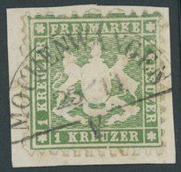 WÜRTTEMBERG 25b BrfStk, 1863, 1 Kr. Dunkelgrün Mit Seltenem Segmentstempel MOCHENWANGEN Auf Briefstück, Feinst (diagonal - Altri & Non Classificati