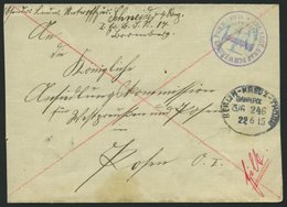 BAHNPOST Berlin-Kreuz-Torn (Zug 246) Auf Feldpostbrief, Handschriftlich Eilt, Mit Violettem Briefstempel Inf. Regt. Graf - Maschinenstempel (EMA)