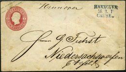 BAHNPOST HAN U 12 BRIEF, Hannover-Cassel, L3 Und Handschriftlich HANNOVER Auf 1 Gr. Ganzsachenumschlag Von 1859, Fein (Ö - Franking Machines (EMA)