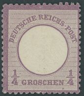 Dt. Reich 1 *, 1872, 1/4 Gr. Grauviolett, Falzrest, Farbfrisches Prachtstück, Gepr. Hennies Mit Befund, Mi. 300.- - Sonstige & Ohne Zuordnung