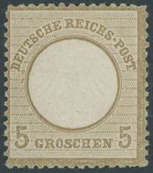 Dt. Reich 6 *, 1872, 5 Gr. Ockerbraun, Mehrere Falzreste, Normale Zähnung, Farbfrisches Prachtstück, Fotobefund Sommer,  - Sonstige & Ohne Zuordnung