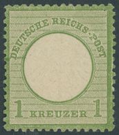 Dt. Reich 7 *, 1872, 1 Kr. Gelblichgrün Mit Feldmerkmal: Weißer Strich Im Rechten Rand, Falzrest, Farbfrisch, Kabinett,  - Other & Unclassified