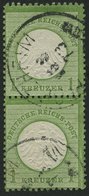 Dt. Reich 7 Paar O, 1872, 1 Kr. Gelblichgrün Im Senkrechten Paar, K1 PFORZHEIM, Pracht, Gepr. Sommer, Mi. 180.- - Sonstige & Ohne Zuordnung