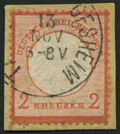 Dt. Reich 8 BrfStk, 1872, 2 Kr. Rötlichorange Auf Knappem Briefstück, K1 TAUBERBISCHOFSHEIM, Pracht, Signiert, Mi. 400.- - Sonstige & Ohne Zuordnung