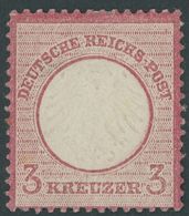 Dt. Reich 9 *, 1872, 3 Kr. Karmin, Falzreste, Farbfrisches, Sehr Gut Gezähntes Prachtstück, Fotoattest Sommer, Mi. (2400 - Altri & Non Classificati