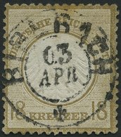 Dt. Reich 11 O, 1872, 18 Kr. Ockerbraun, Zentrischer Badischer K2 BIBERACH, Marke Oben Etwas Stockfleckig Sonst Pracht,  - Sonstige & Ohne Zuordnung