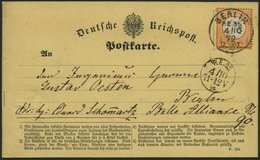 Dt. Reich 18 BRIEF, 1872, 1/2 Gr. Orange Auf Ortspostkarte Mit K1 BERLIN P.E.35 Und Ankunftsstempel P.E.35, Prachtkarte - Sonstige & Ohne Zuordnung