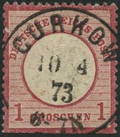 Dt. Reich 19IV O, 1872, 1 Gr. Rotkarmin Mit Plattenfehler Rahmen Links Neben TS In Deutsche Gebrochen, Zentrischer K1 GU - Otros & Sin Clasificación