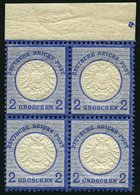 Dt. Reich 20 VB **, 1872, 2 Gr. Ultramarin Im Postfrischen Viererblock Vom Oberrand, Kabinett - Other & Unclassified