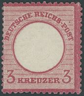 Dt. Reich 25 **, 1872, 3 Kr. Rotkarmin, Leicht Dezentriert, Postfrisch, Pracht, Gepr. Hennies, Mi. 100.- - Sonstige & Ohne Zuordnung