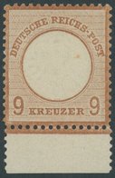 Dt. Reich 27aPräFI *, 1872, 9 Kr. Rötlichbraun, Unterrandstück Mit Prägefehler I Auf Feld 142, Falzrest, Pracht, Fotobef - Sonstige & Ohne Zuordnung