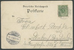 Dt. Reich 46a BRIEF, 17.7.1897, 5 Pf. Grün Mit K1 PLAUEN (VOGTL.) FESTPLATZ, Frühes Datum!, Auf Farbiger Gruß Aus... Kar - Gebraucht