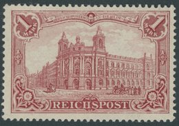 Dt. Reich 63b *, 1900, 1 M. Dunkelkarminrot Reichspost, Falzrest, Pracht, Fotobefund Jäschke-L., Mi. 400.- - Gebraucht