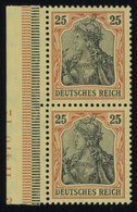 Dt. Reich 88I Paar **, 1906, 25 Pf. Orange/gelbschwarz Auf Hellgelb Friedensdruck Im Senkrechten Randpaar Mit Teilweise  - Gebraucht