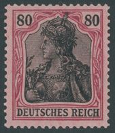 Dt. Reich 93I **, 1905, 80 Pf. Dunkelrötlichkarmin/schwarz Auf Mattrosarot Friedensdruck, Postfrisch, Feinst (etwas Well - Usados