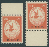 Dt. Reich V/VI **, 1912, 10 Und 20 Pf. E.EL.P., 2 Postfrische Randstücke, Pracht, Fotoattest Brettl, Mi. 2450.- - Usados