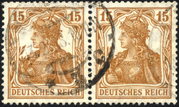 Dt. Reich 100a Paar O, 1916, 15 Pf. Hellgelbbraun Im Waagerechten Paar, üblich Gezähnt Pracht, Mi. 100.- - Sonstige & Ohne Zuordnung