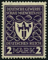 Dt. Reich 200b **, 1922, 2 M. Dunkelpurpurviolett Gewerbeschau, üblich Gezähnt Pracht, Gepr. Dr. Oechsner, Mi. 80.- - Altri & Non Classificati