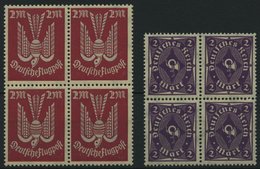 Dt. Reich 216b,224aa VB **, 1922, 2 M. Rot/grau Und Dunkelpurpurviolett, Je Im Viererblock, Pracht, Gepr. Infla, Mi. 92. - Other & Unclassified