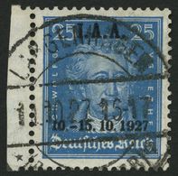 Dt. Reich 409 O, 1927, 25 Pf. I.A.A., Pracht, Mi. 85.- - Sonstige & Ohne Zuordnung