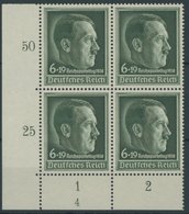 Dt. Reich 672x VB **, 1938, Reichsparteitag, Senkrechte Gummiriffelung, Im Unteren Linken Eckrandviererblock Mit Form Nr - Other & Unclassified
