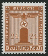 DIENSTMARKEN D 163y **, 1942, 24 Pf. Braunorange, Waagerechte Gummiriffelung, Pracht, Gepr. Schlegel, Mi. 350.- - Servizio