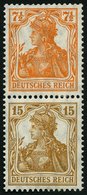 ZUSAMMENDRUCKE S 7ba *, 1916, Germania 71/2 + 15, Falzreste, Pracht, Mi. 180.- - Zusammendrucke