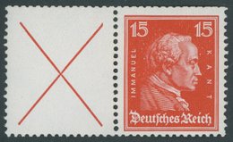 ZUSAMMENDRUCKE W 23 **, 1927, Kant X + 15, Oben Starke Heftchenzähnung, Postfrisch, Pracht, Mi. 250.- - Zusammendrucke