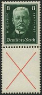 ZUSAMMENDRUCKE S 37 *, 1927, Hindenburgspende 8 + X, Falzrest, Pracht, Mi. 120.- - Zusammendrucke