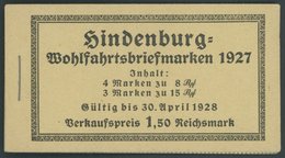 ZUSAMMENDRUCKE MH 24.1A **, 1927, Markenheftchen Hindenburgspende, Durchgezähnt, Pracht, Mi. 320.- - Se-Tenant