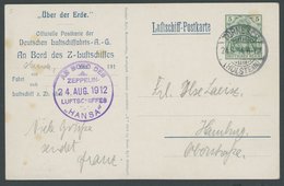 ZEPPELINPOST 5x BRIEF, 1912, Luftschiff Hansa, Hamburg-Rundfahrt, Bordpost, Luftschiff-Postkarte Mit Eingedruckter 5 Pf. - Zeppeline