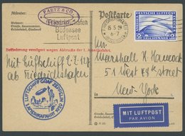 ZEPPELINPOST 26A BRIEF, 1929, Amerikafahrt, Auflieferung Friedrichshafen, Mit Seltenem Maschinenstempel Fahne Beidseitig - Zeppeline