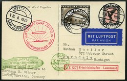 ZEPPELINPOST 30Bc BRIEF, 1929, Weltrundfahrt, Bordpost, Fr`hafen-Lakehurst, Frankiert Mit 4 RM, Prachtkarte - Zeppelins