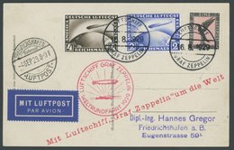ZEPPELINPOST 30Bd BRIEF, 1929, Weltrundfahrt, Bordpost, Friedrichshafen-Friedrichshafen, Frankiert U.a. Mit Mi.Nr. 423/4 - Zeppeline
