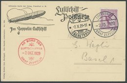 ZEPPELINPOST 39a BRIEF, 1929, 4. Schweizfahrt, Abwurf Zürich 13 Oberstrass, Prachtkarte - Zeppelins