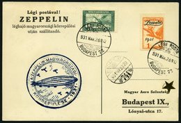 ZEPPELINPOST 102Aa BRIEF, 1931, Ungarnfahrt, Ungarische Post, Mit Zeppelinmarke Zu 1 P., Pachtkarte - Zeppelins