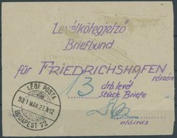 ZEPPELINPOST 103II BRIEF, 1931, Ungarnfahrt, Briefbundzettel Der Rückfahrt Für 13 Briefe, Mit Sonderbestätigungsstempel, - Zeppelins