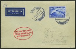 ZEPPELINPOST 107Da BRIEF, 1931, Fahrt Nürnberg-Friedrichshafen, Auflieferung Nürnberg, Frankiert Mit 2 RM Südamerikafahr - Zeppelins
