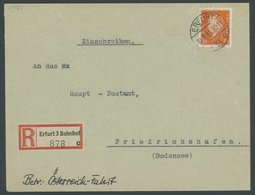 ZEPPELINPOST Brief , 1931, Österreichfahrt, Einschreibbrief Zur Postauflieferung Ab Erfurt Vom 10.7.1931 An Das Haupt-Po - Zeppeline