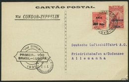 ZEPPELINPOST 125A BRIEF, 1931, 1. Südamerikafahrt, Brasil-Post, Schwarzer Bestätigungsstempel, Frankiert Mit 2500 Reis,  - Zeppelins