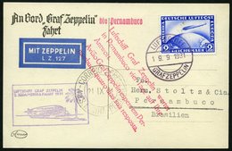 ZEPPELINPOST 129Bb BRIEF, 1931, 2. Südamerikafahrt, Bordpost Bis Brasilien, Prachtkarte - Zeppeline