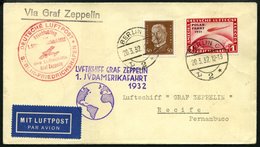 ZEPPELINPOST 138B BRIEF, 1932, 1. Südamerikafahrt, Anschlussflug Ab Berlin, Frankiert Mit 1 RM Polarfahrt, Prachtkarte - Zeppeline