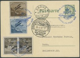 ZEPPELINPOST 167 BRIEF, 1932, Schweizfahrt, Auflieferung Vaduz, Prachtkarte - Zeppeline