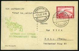 ZEPPELINPOST 201Aa BRIEF, 1933, Deutschlandfahrt, Auflieferung Fr`hafen, Abwurf Dresden, Prachtkarte - Zeppeline