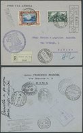 ZEPPELINPOST 208F BRIEF, 1933, Italienfahrt, Ital. Post, Frankiert U.a. Mit 20 Lire, Einschreibbrief Nach Panama, Wegen  - Zeppeline