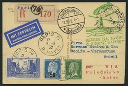 ZULEITUNGSPOST 177 BRIEF, Frankreich: 1932, 6. Südamerikafahrt, Einschreibkarte, Pracht - Airmail & Zeppelin